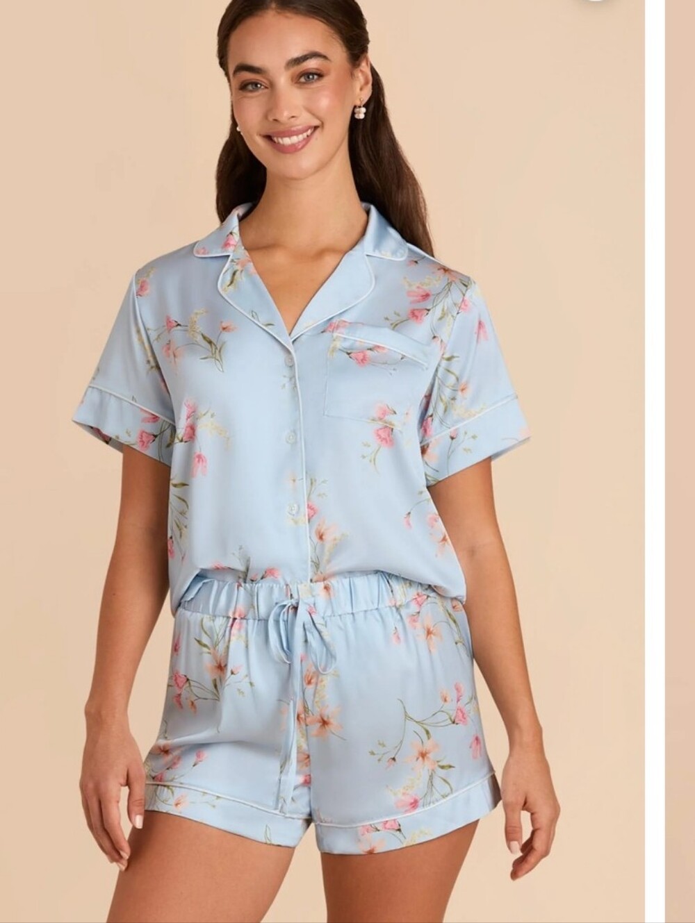 New Birdy Grey Floral‎ Short Sleeve Set Large